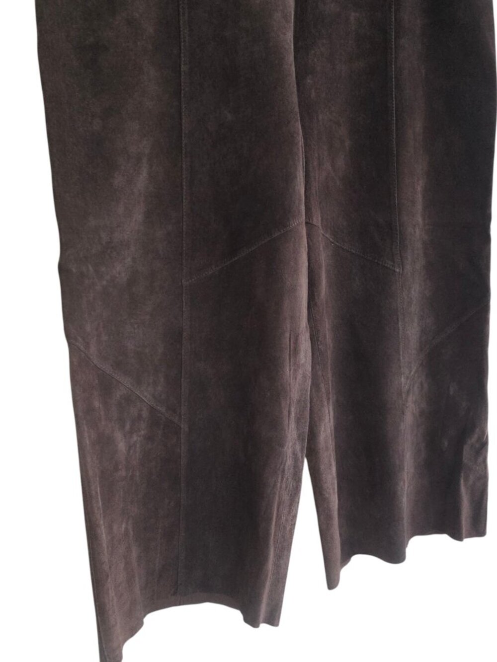NWT Karen Kane brown leather winter rose suede gaucho pants - Picture 5 of 8